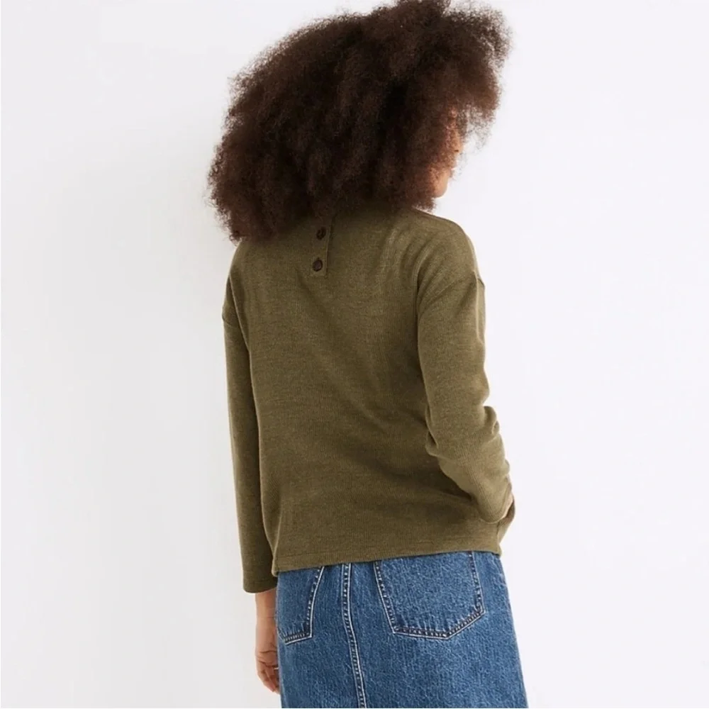 Madewell Mockneck Button-Back Top Sweater NWT In Loden Green Size Small